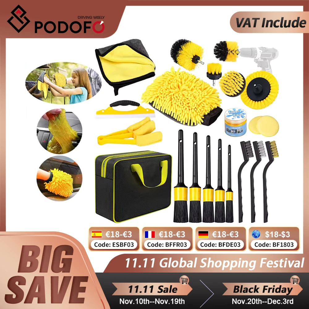Kit de cepillos de limpieza para coche, 20 piezas, detalles, accesorios de cepillo para pulir ruedas, cepillo de lavado Interior de coche, cepillo de belleza para coche