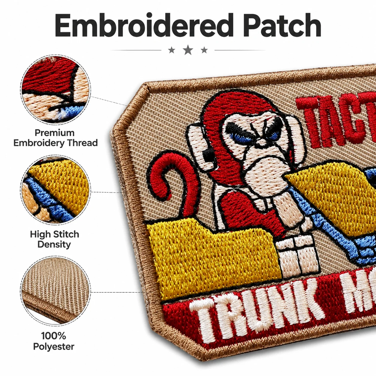 Trunk Monkey Rear Gunner Embroidered Patch Tactical Morale Badge Hook and Loop for Clothes Backpacks Hats & Everything
