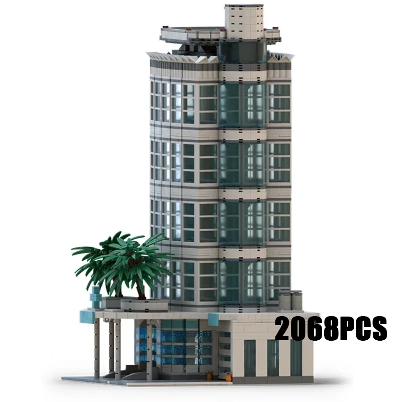 

City Street View Model Moc Building Bricks South Beach Hospital Technology Modular Blocks Gifts Christmas Toys DIY Sets Assembly
