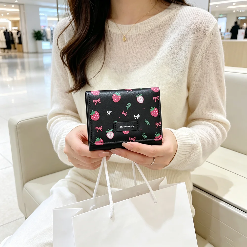 Women's Minimalist Trifold Wallet PU Leather Multi-Card Holder Short Purse Compact Coin Pocket Portable Organizer for Girls