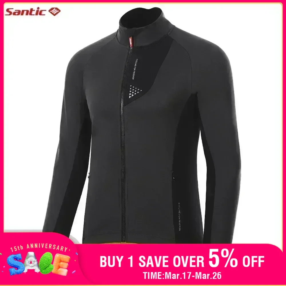 Santic Winter Cycling Jacket Windproof Outdoor Sports Fleece Outerwear Thermal Warmer MTB Road Riding Bicycle Jersey Overcoats