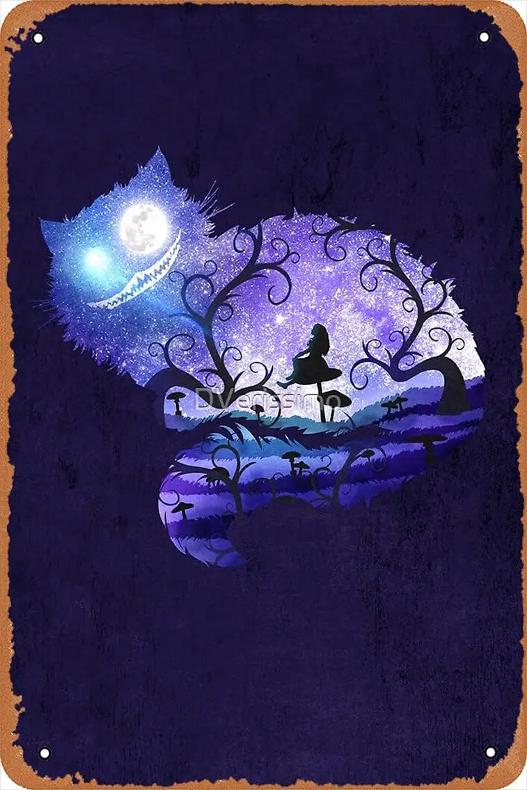 Metal Sign - We are All mad here Tin Poster 12 X 8 Inches sign sign