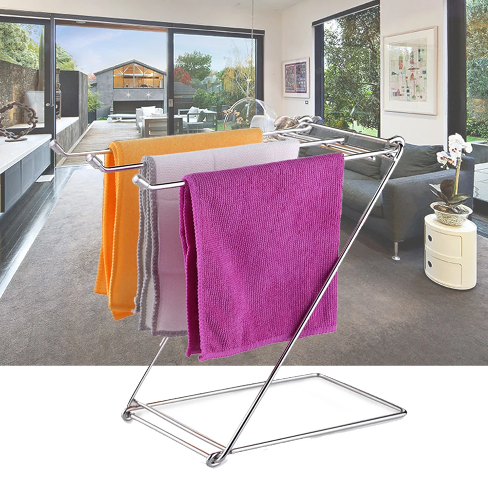 Foldable Table Stainless Steel Kitchen Space Saving Home Holder Rustproof Rags Daily Life Towel Rack StableStanding