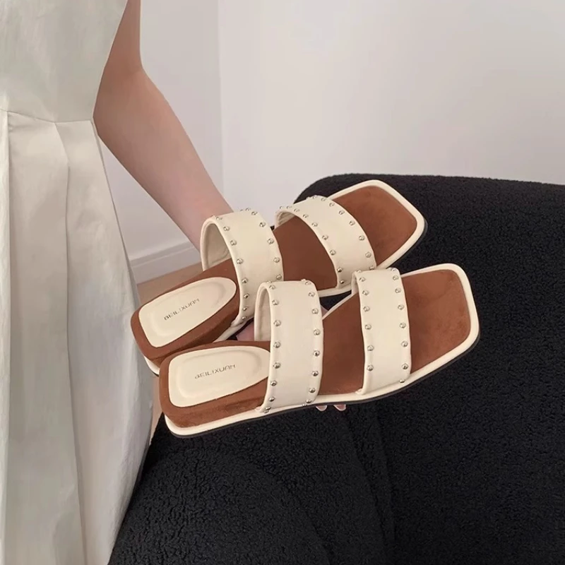 

Женские праздничные модные тапочки, сандалии для отдыха, женские удобные модные тапочки в стиле ретро, пляжная обувь из искусственной кожи, Chinelos MHTX