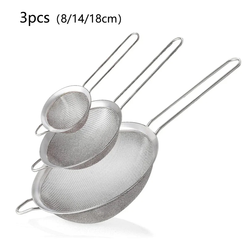 1/3/4 stks/set Roestvrij Staaldraad Fijnmazig Oliezeef Meel Vergiet Zeef Zeef Gebak Bakken Tools Keuken accessoires