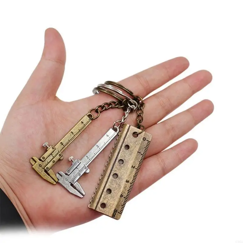 C90A Mini Pocket Vernier remklauw Keyring Measure Tool Zink Alloy Keychain Handy Tool