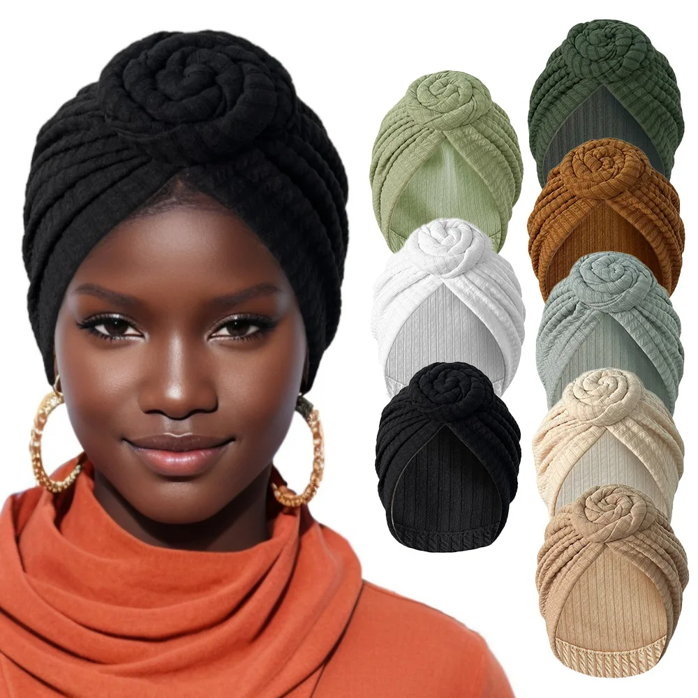 Mode femmes Turban Hijab chapeaux africain bandeau doux élastique musulman chapeaux respirant chimio casquette pour femmes filles