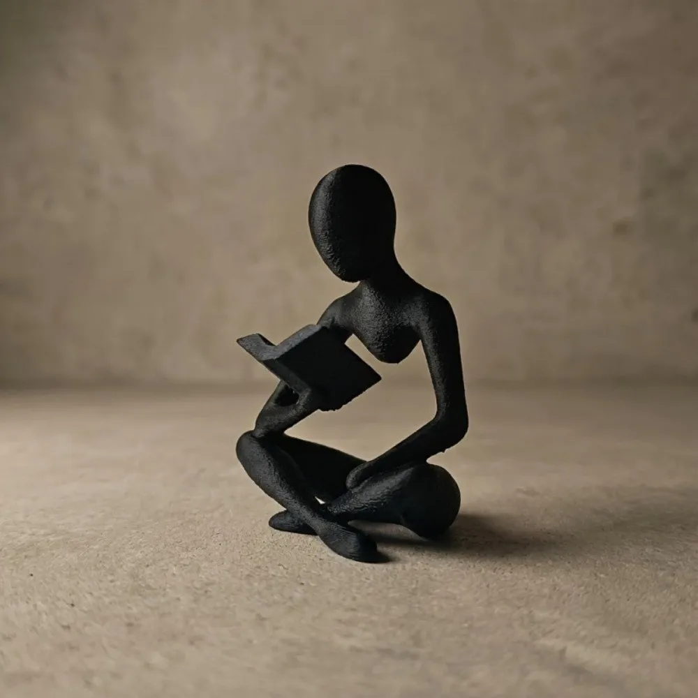 Modern Mini Reader Sculpture Ornament Minimalist Decorative Reader-Shaped Statue Abstract 3D Printed Thinker Statue Study