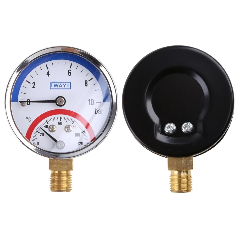 Compact Thermo-manometer Boiler- Temperature Pressure Gauge 0-10 Bar 0-120 ℃