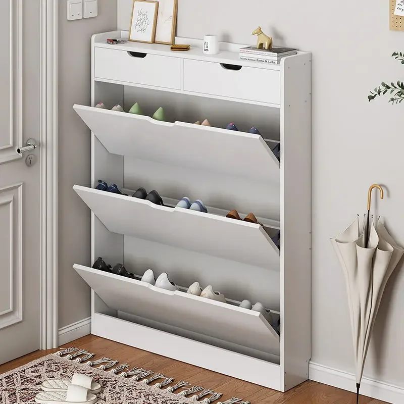 Ultra thin shoe cabinet 17cm, doorstep household internet celebrity flip bucket style foyer cabinet, wall storage