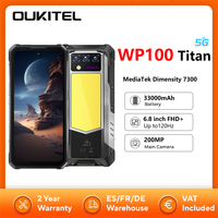 Oukitel WP100 5G Rugged Phone 16GB+512GB 33000mAh 66W NFC 200MP Camera Cell Phone Built-in Projector Camping Light