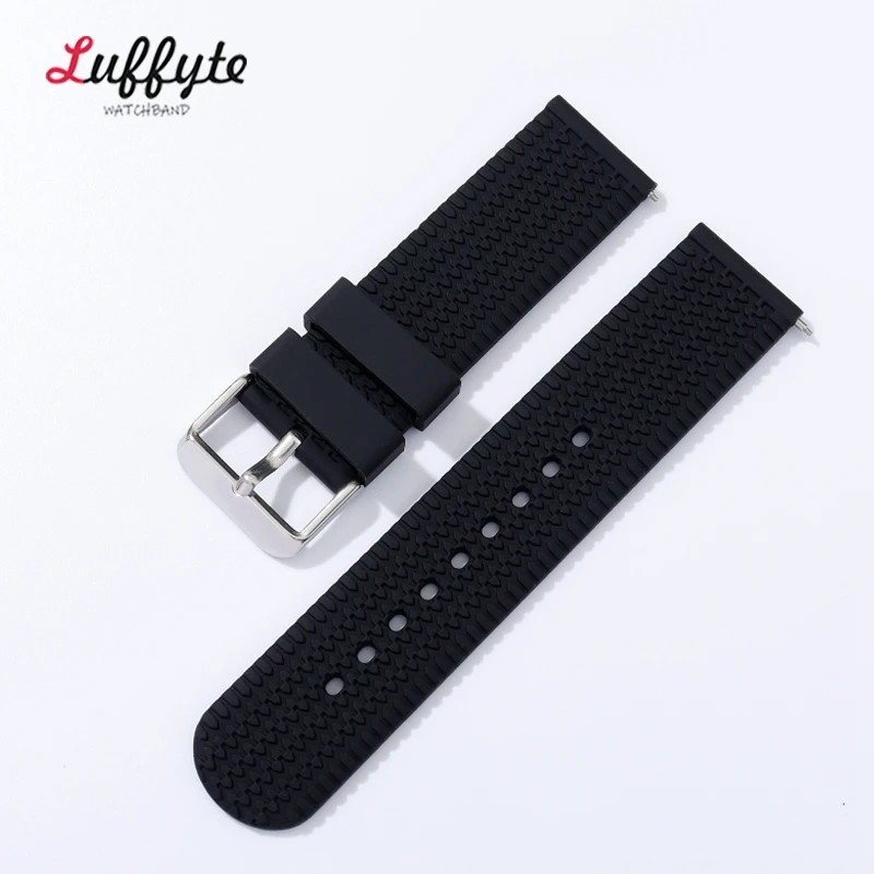 Sport Rubber Watch Strap Band Tire Pattern Silicone Waterproof Watch Bracelet 18mm 20mm 22mm 24mm Replacement Watchbands