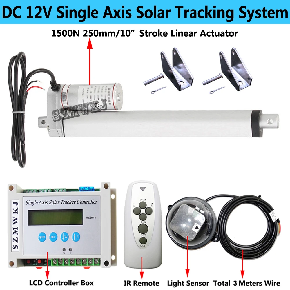 LCD Complete 1KW Sunlight Track Solar Tracker Electronic Single Axis Solar Tracking System & 1500N 10\