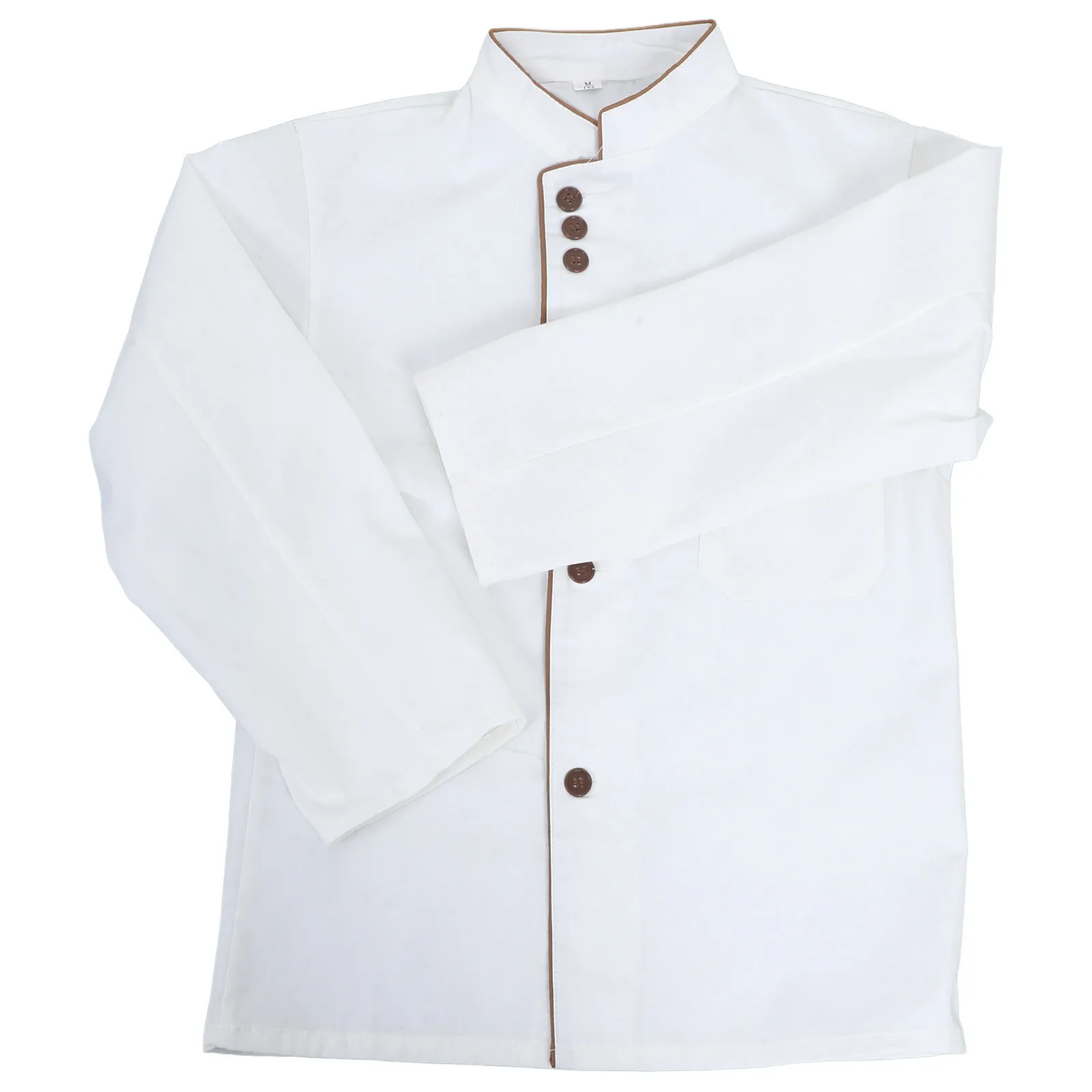 Long Sleeve Chef Jacket Unisex Premium Breathable Stand Collar Oilproof Easy Wash for Hotel Bakery Restaurant Size M White