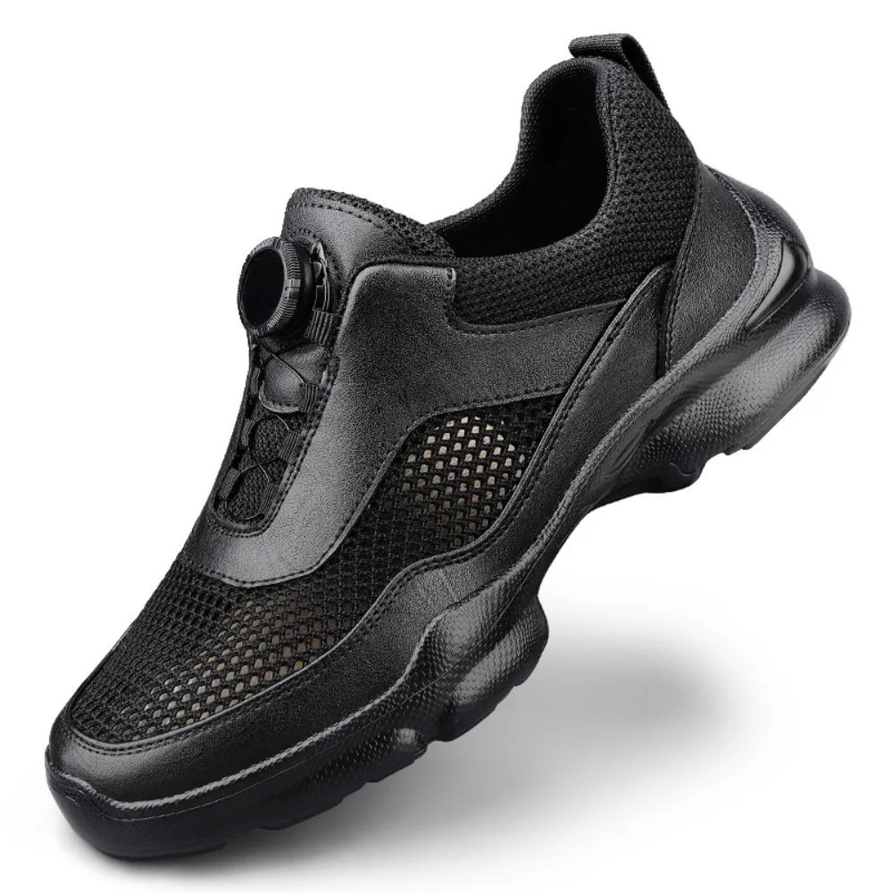 2026 New Men's Shoes Breathable Mesh Upper Soft Wear-resistant Sole Casual Shoes Leather Pad Summer Versatile Low Top