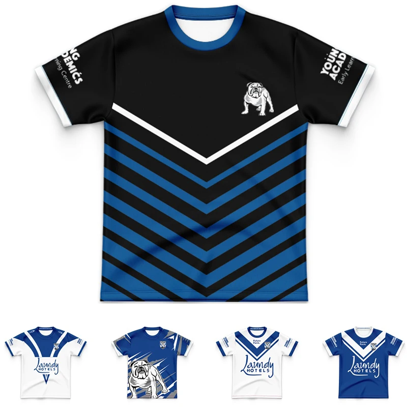 

NRL Bulldog 2024 Warm Up Children's Short Sleeve Home and Away High Quality Multiple High Quality Rugby Suits New