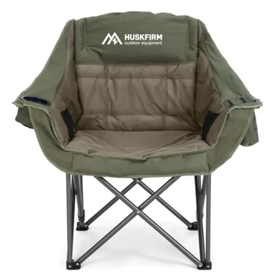 

Oversized Camping Chair Padded Camping Chairs Heavy-Duty Foldable Camping Chairs with Cup Holder and Cooler Bag Portable Lawn C