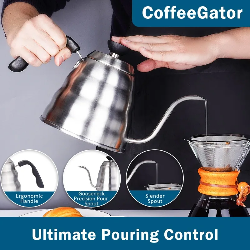 

2025Cloud Shape Gooseneck Kettle, 304 Stainless Steel, Perfect for Pour Over & Coffee Making, Slim Spout, W/Thermometer Option.