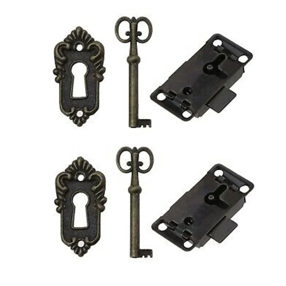 Cabinet Door Locks Drawer Lock 3-piece Set Jewelry Cabinet Antique Lock Cabinet Wooden Door Locks Furniture Door Antique Lock Ho