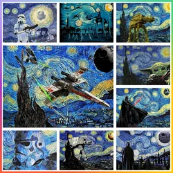 Star Wars Van Gogh Starry Night Cross Stitch Artificial Diamond Painting Mosaic Embroidery Wall Decor 5D DIY Art New Handcraft