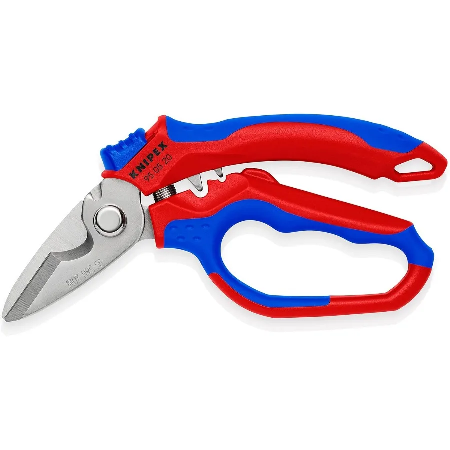 KNIPEX Tools Acero inoxidable 95 05 20 Tijeras para electricistas en ángulo EE. UU. 6-1 4" Rojo Azul