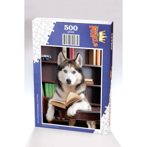 King Of Puzzle Book Studying Husky Wooden Jigsaw Puzzle 500 Pieces (KT10-D)