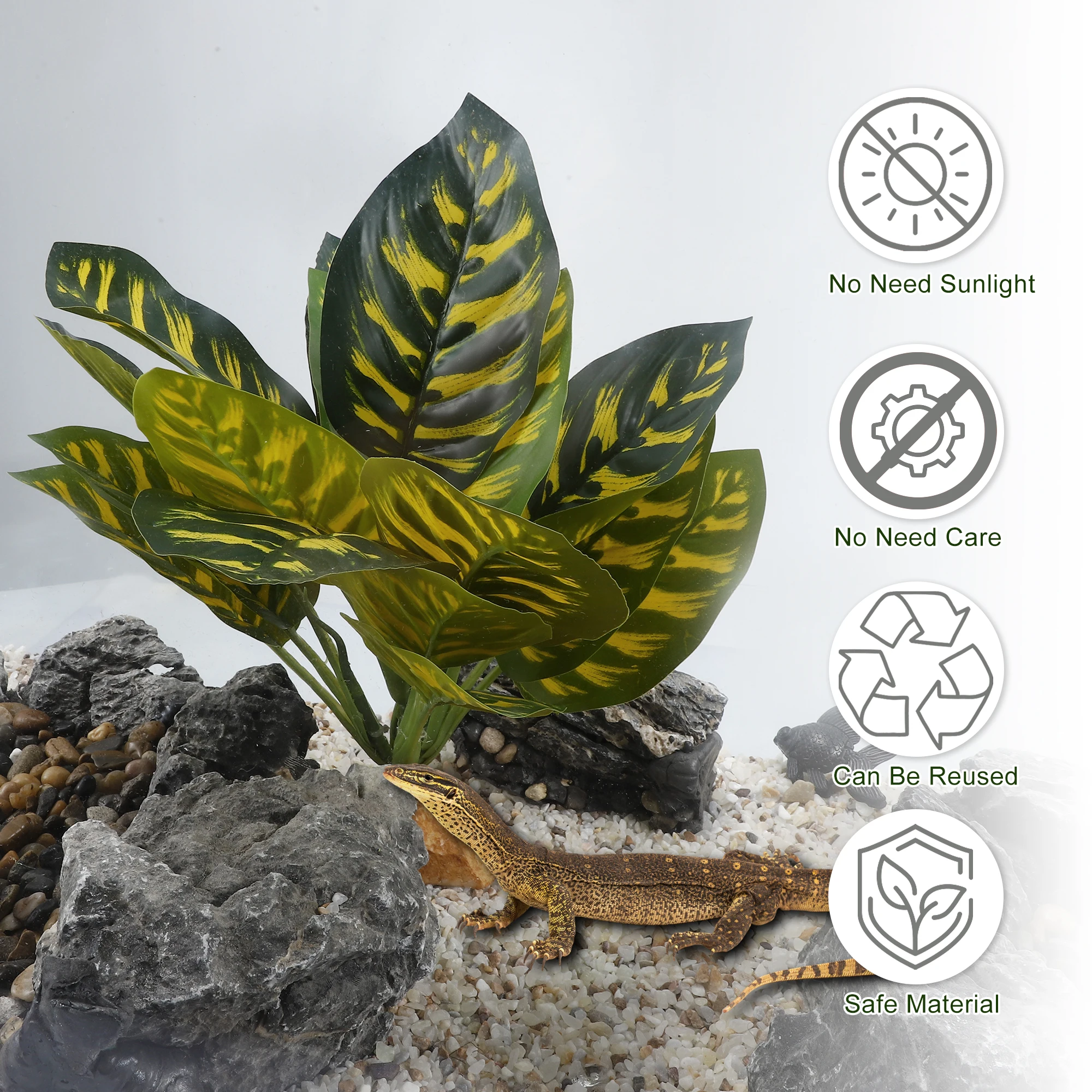 UXCELL Reptile Plants Terrarium Decoration Reptile Artificial Plant for Amphibians Lizard Habitat Decor Plastic Resin Plants