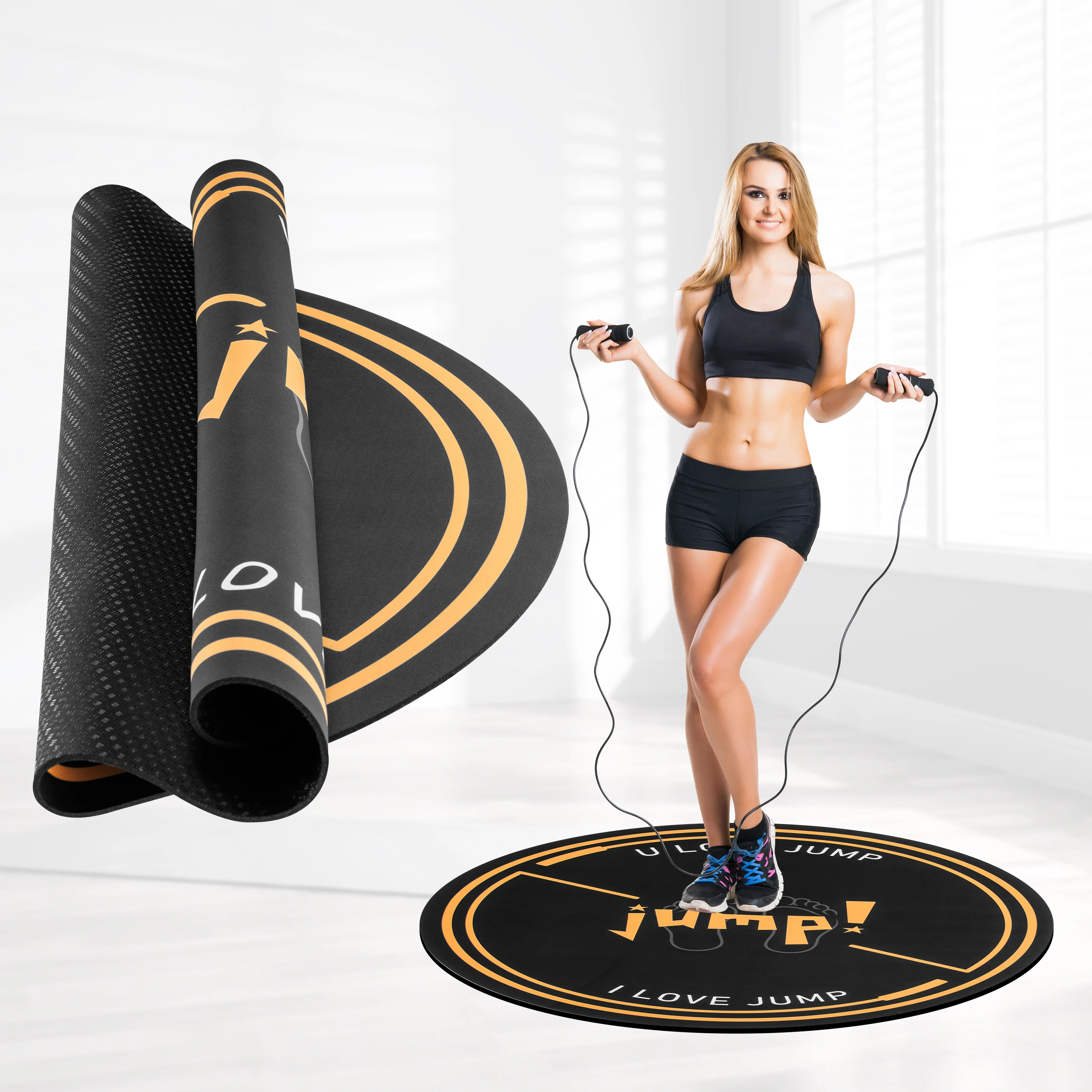 Custom Printed Rubber Skipping Mat Fitness Jump Rope Mat
