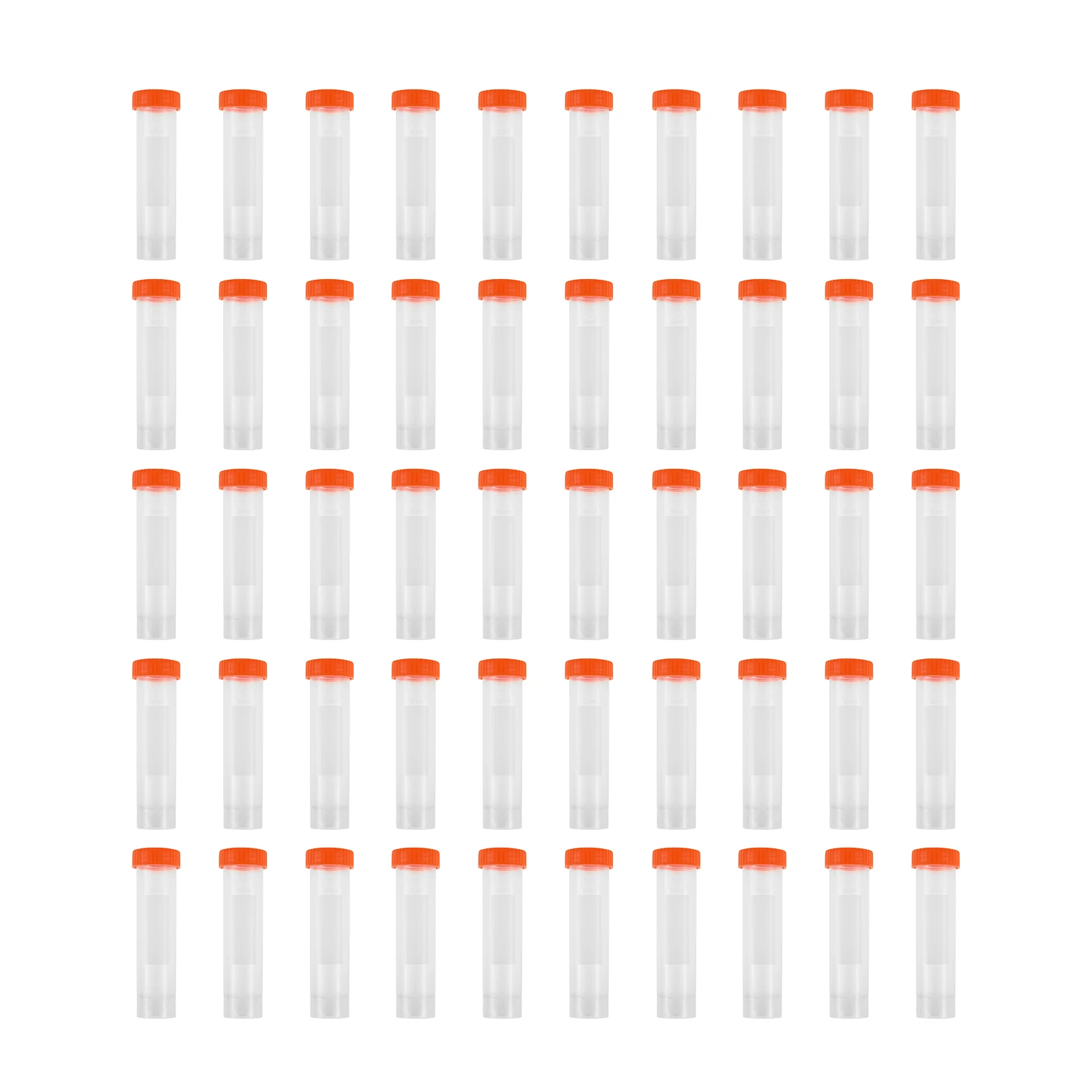 

50pcs 50ml Self-Standing Plastic Centrifuge Tube Graduated Test Tube with Cap Pointed Flat-bottom Transparent Centrifuge Tube