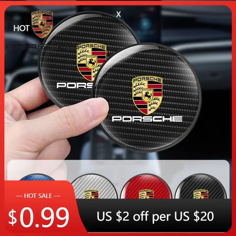 

Наклейка на автомобиль для Porsche Cayman, Cayenne, 911, Macan, 2 шт., подставка для стаканов из углеродного волокна, нескользящая, для Porsche Panamera, Macan