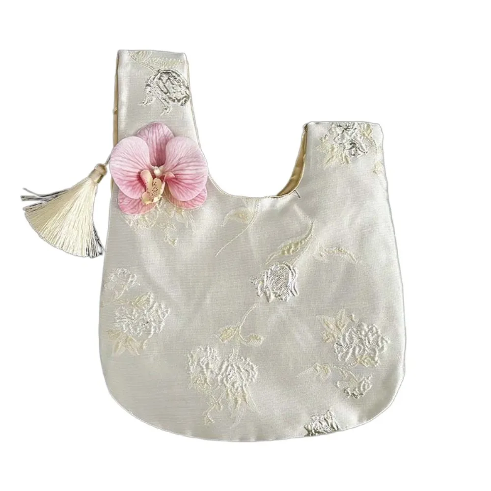 

Small Item Pouch Tassel Knot Wrist Bag Flower Pendant Cosmetic Bag New Chinese Style Handbag Storage Bags Lunch Bag