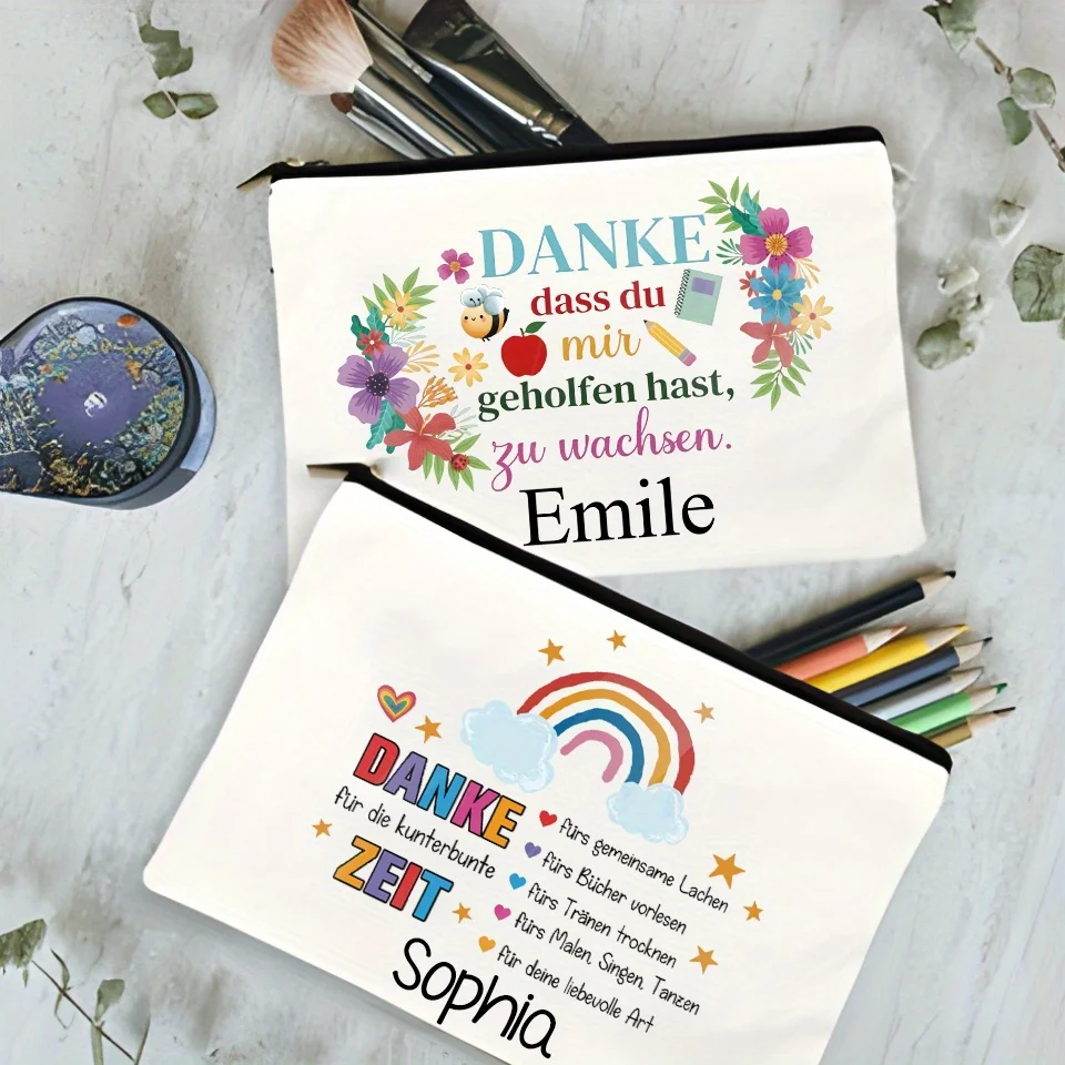 Make-up-Tasche zur Wertschätzung des Lehrers „Thank You for Helping Me Grow“, individueller Lehrername, Wertschätzungsgeschenk für Deutschlehrer