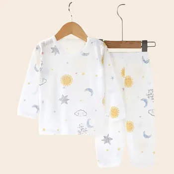 Soft Breathable Cotton Baby Children Pajamas Set Cute Cartoon Long Sleeve Home Sleepwear…