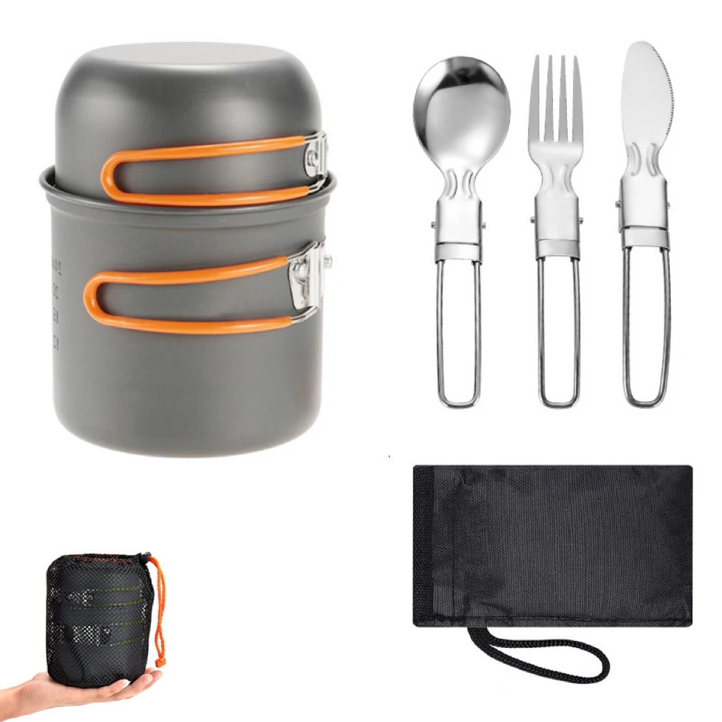 Outdoor Travel Camping Cookware Kit Cooking Set Pot Set Ultralight Outdoor Tableware Set Tourism Equipment For Hiking Picnic
