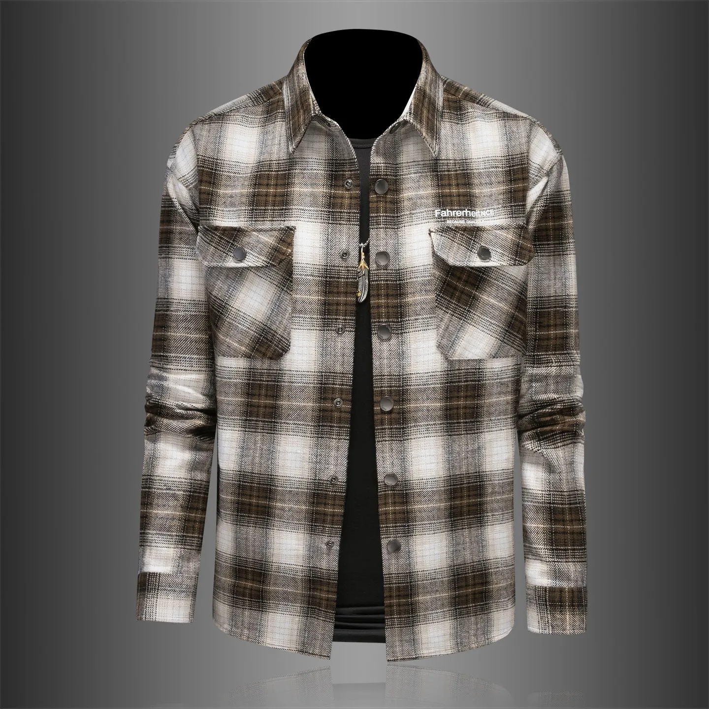 

2026 Spring Autumn Checkered Long Sleeved Loose Fit Shirt Fashion Casual Business Dress Shirt Jacket Vintage Social Men Clothing