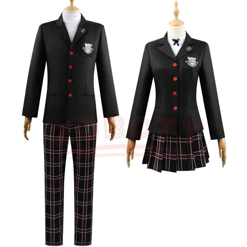 Game Persona 5 Amamiya Ren Kasumi Yoshizawa Cosplay Men Women School Uniform Unisex Halloween Suit Coat Party Black Uniform Set