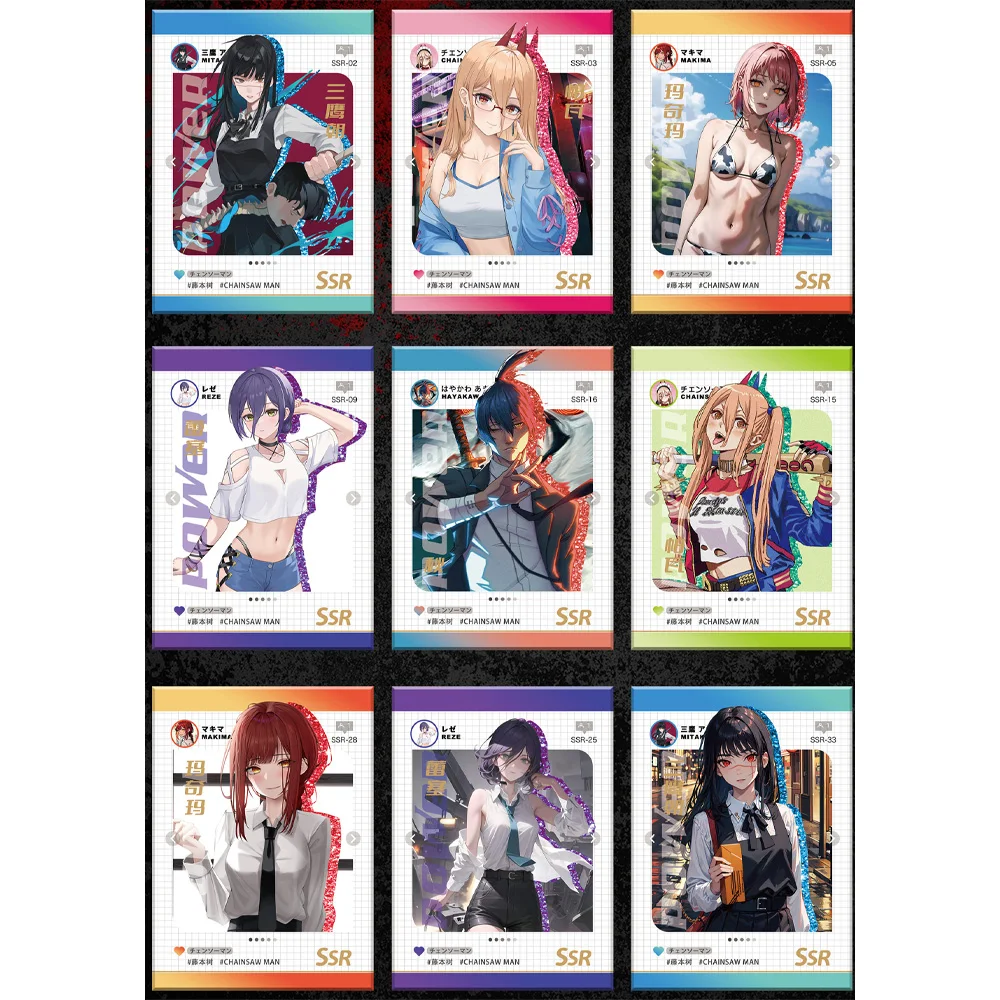 Chainsaw Man Anime Collection Card Quadrinhos retro, Par de PVC raro, Cartão montado, Brinquedos do jogo, Hobbies Presentes, Atacado