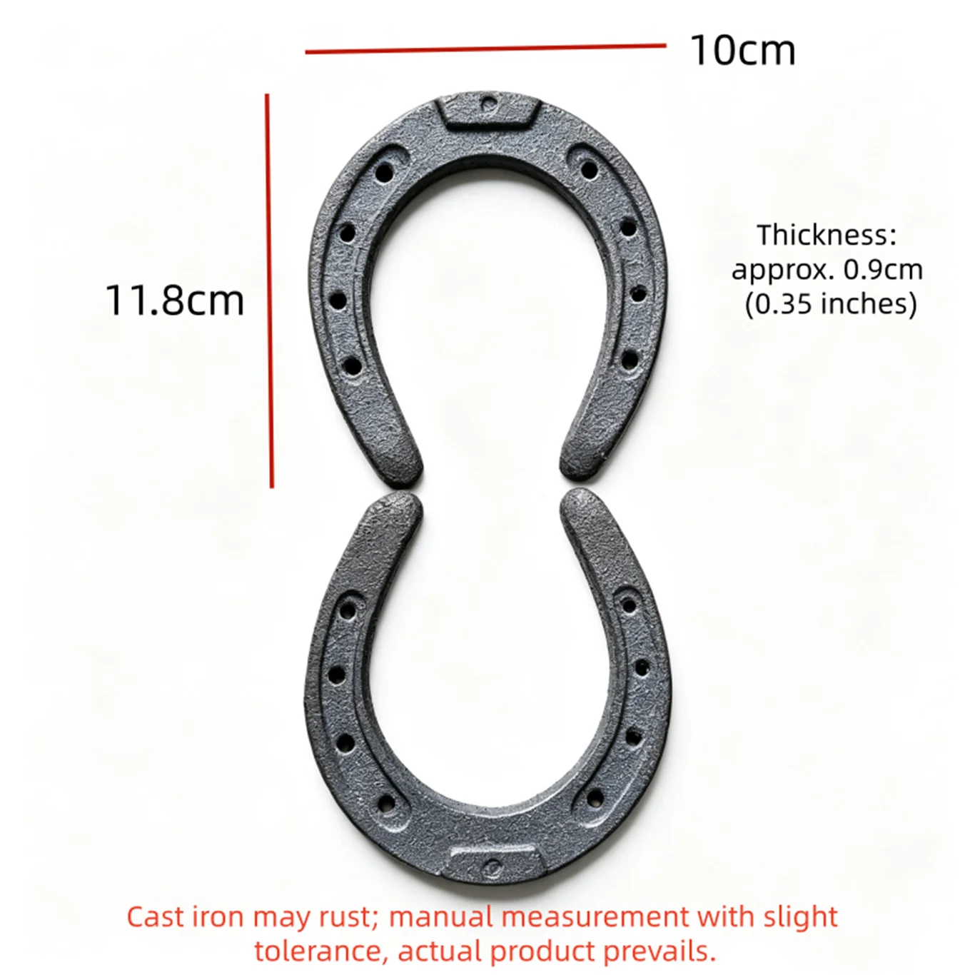 2Pcs Vintage Cast Iron Horseshoe 11.8x10cm Rustic Lucky Horseshoe Wall Hanging Decor for Western Farmhouse Home Art Craft
