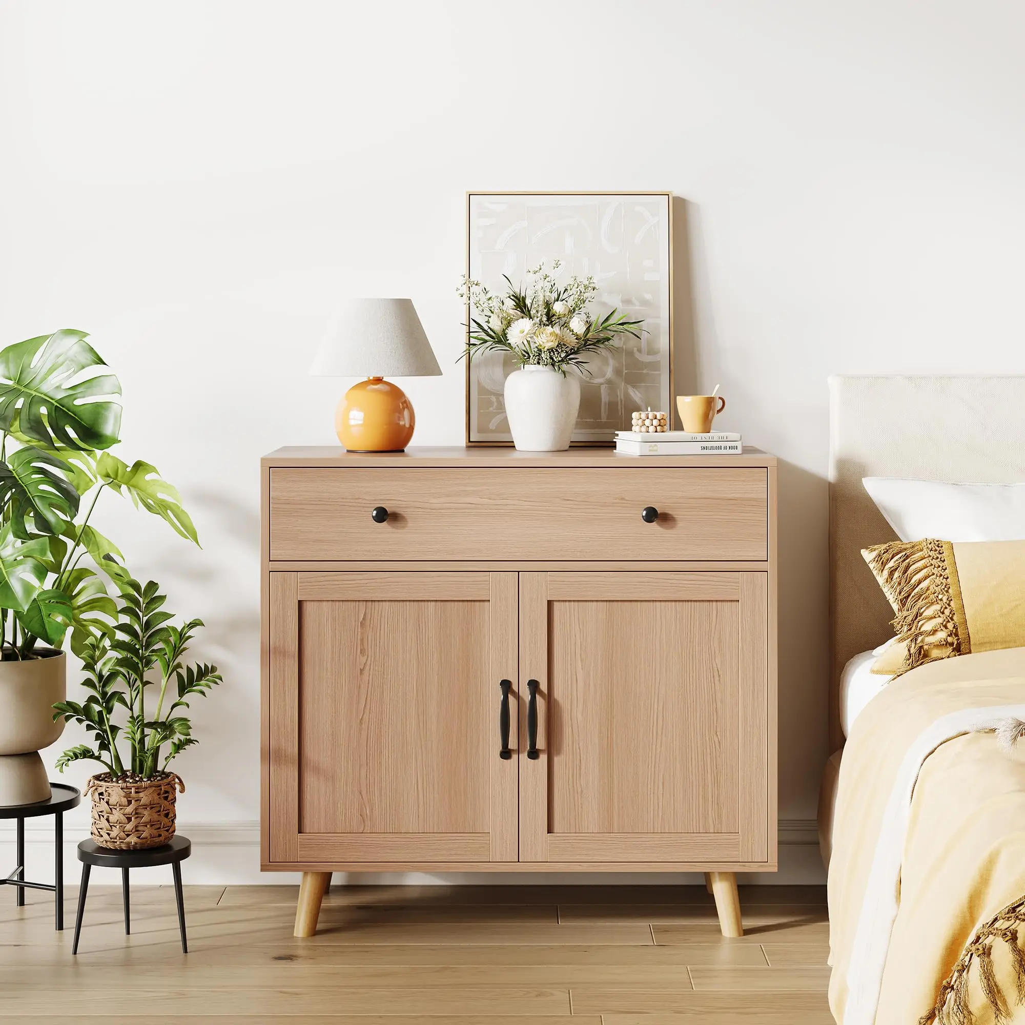 

Шкаф для хранения с выдвижными дверцами, универсальный сервант, буфет, идеально подходит для гостиной, столовой, прихожей, спальни, кафе-бара