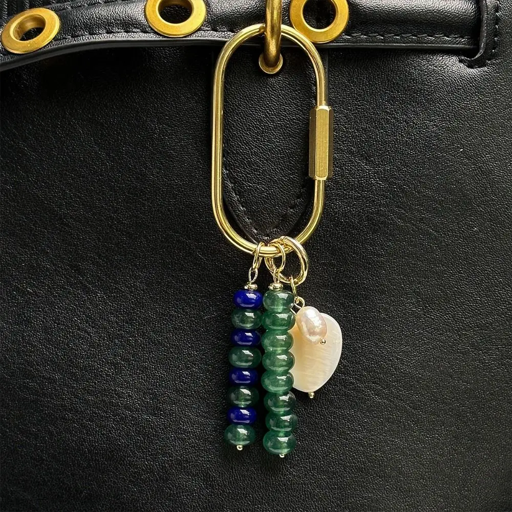 Fresh Macaron Color Keychain Pearl Tassel Beaded Pendant Colorful Beaded Lightweight Bag Charm Daily Matching