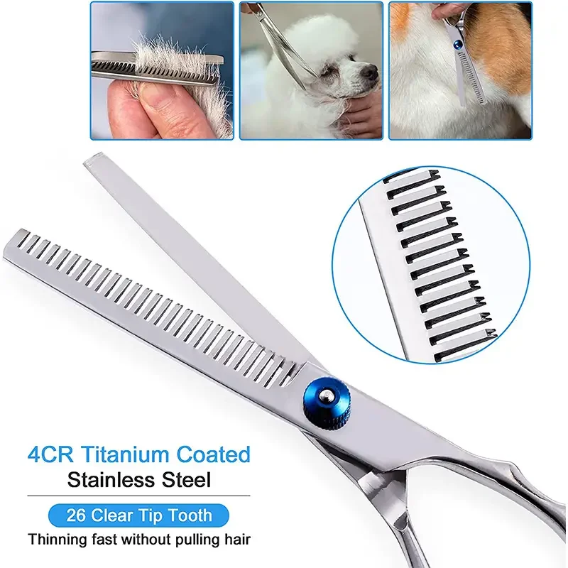 Premium Pet Grooming Scissors Safety Round Tip, Scissors Portable Stainless Steel Shears For Dogs & Cats Pets Shears Supplies