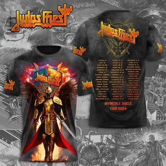 Mens T-shirt Judas Priest Rock Band World Tour 3d Print Tshirt Men Women Fashion Hip Hop Short Sleeve Tops Tees Kids Clothing