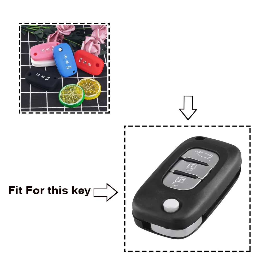 KEYYOUFor Renault Fluence Clio Megane For Mercedes Silicone Key Case Cover For LADA Vesta Granta XRay Kalina Priora Sedan Sport