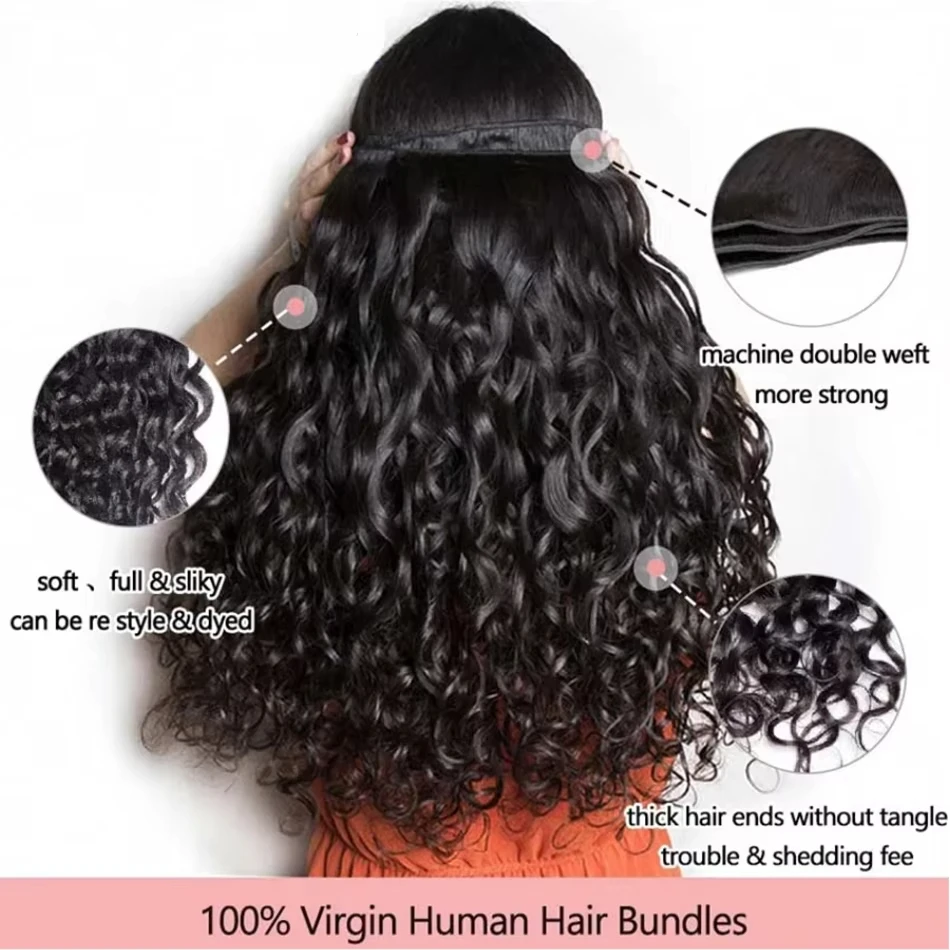 30 40 นิ้ว Deep Wave 16A Curly 100% Human Hair Bundles บราซิล 3 4 รวมกลุ่มผมวิกผมสานต่อผม Virgin Hair วิกผมดิบ