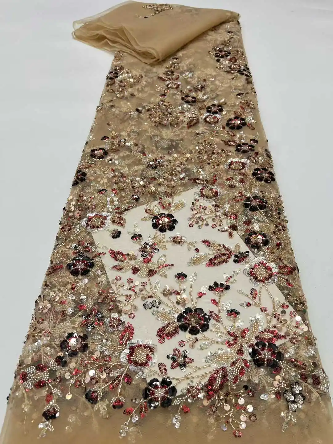 Afrikanische 3D Blume Spitze Stoff Stickerei Französisch Mesh Spitze Stoff Mit Pailletten Bräutigam Nigerianischen Tüll Spitze Für Party Dr