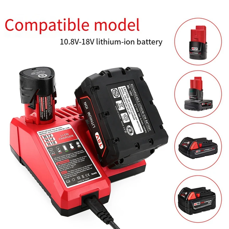 Multipurpose Li- Battery Charger For Milwaukee M12-M18