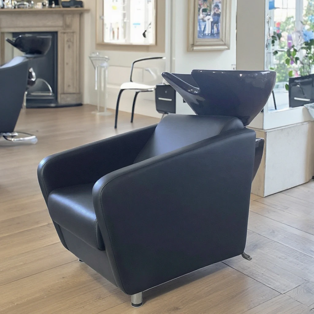 Wholesale Barber Shop Furniture Hair Salon Shampoo Chair Sink Bed Luxury Black Reclining Washing Hair Chair