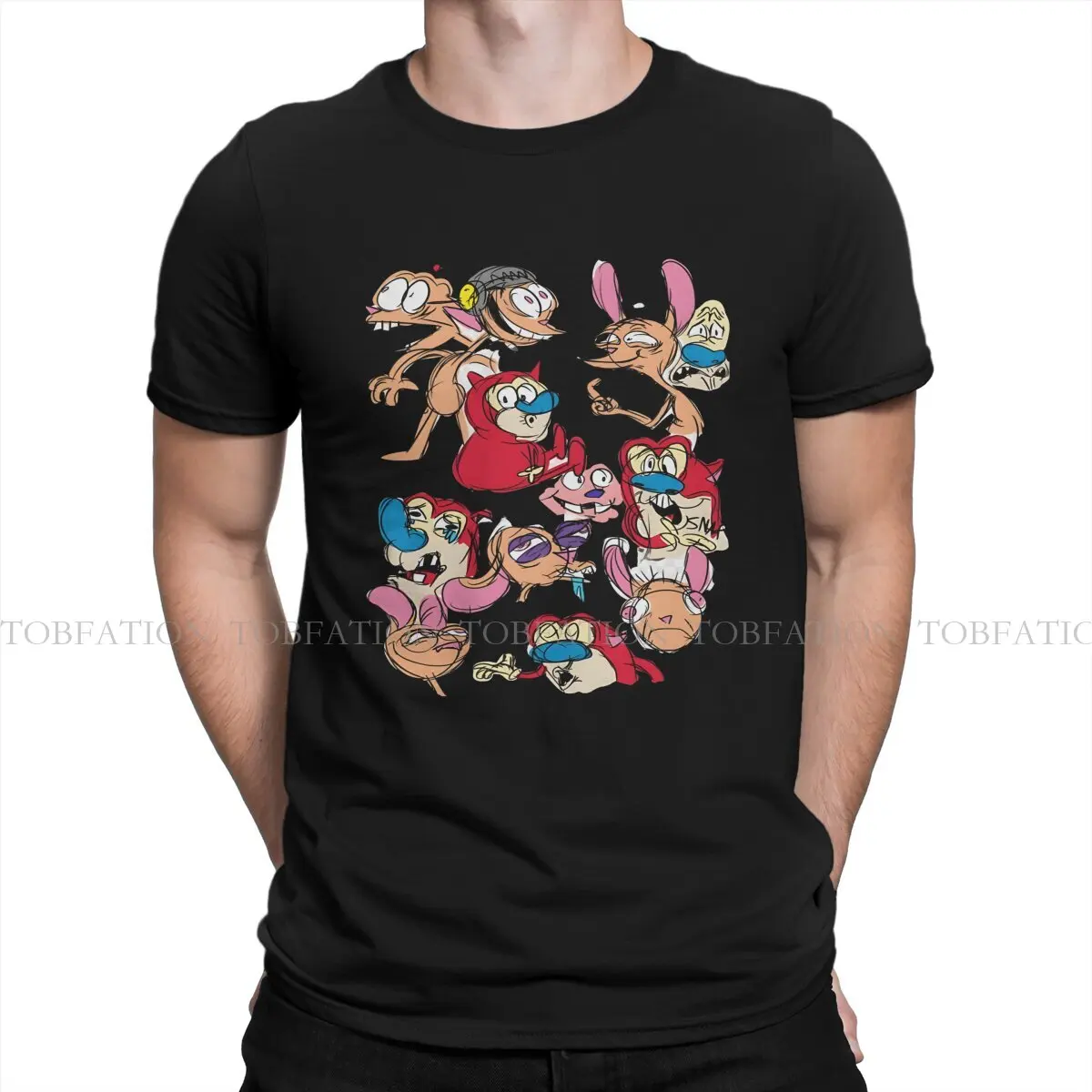 Show The Ren & Stimpy Show Anime Men T Shirt Cotton Fashion O-Neck TShirt Harajuku Streetwear