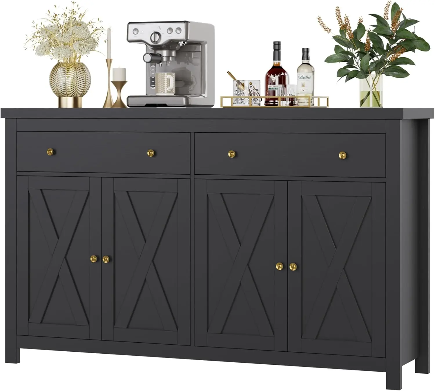 

FOTOSOK Sideboard Buffet Cabinet with Storage, 55" Large Kitchen Storage Cabinet with 2 Drawers and 4 Doors