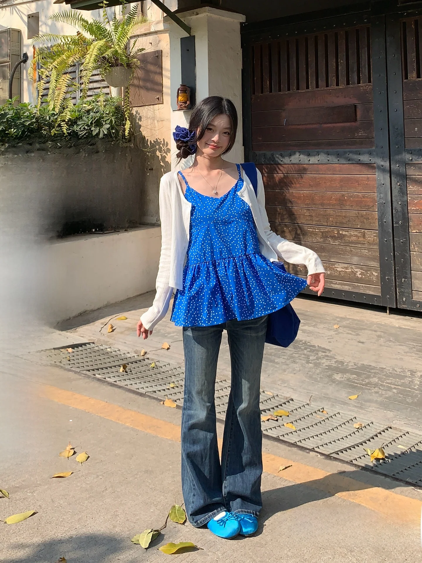 

High Waist Bell Bot Jeans Women's Spring Korean Sle Casual Slimming Straight Leg Jeans Song Zhengen Vintage Blue Micro F...